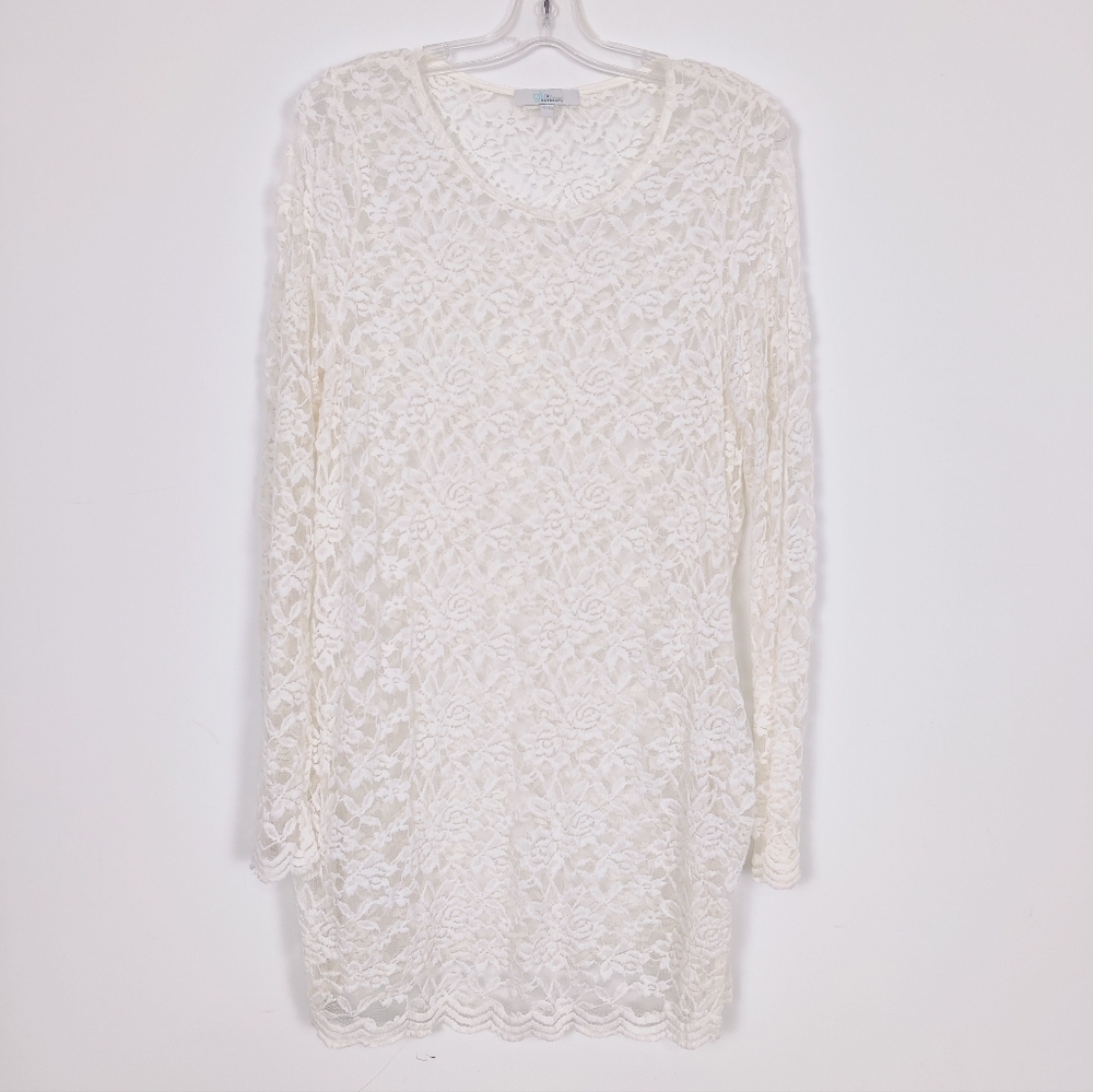 Glo Wear Maternity Women's Lace Sheer Bodycon Maternity Dress in Ivory Size XL